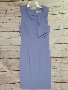 Harper Rose Sleeveless Bow Neck Sheath Dress Size 2 Light Blue